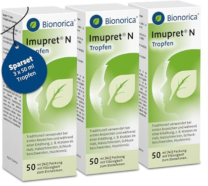 Imupret® N Tropfen im Sparset 3 x 50ml – können bei beginnender Erkältung die Erkältungserreger bekämpfen, die Erkältungsabwehr stärken und den Erkältungsverlauf mildern, mit 7-Pflanzenkombination