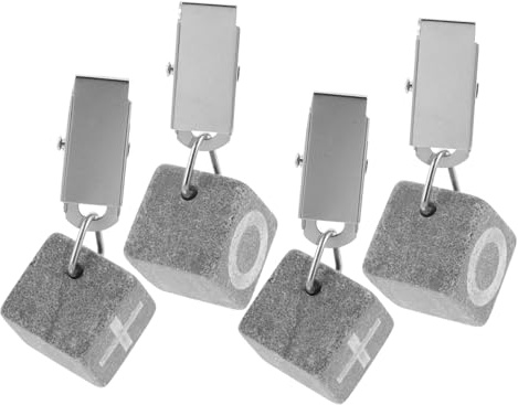 Cabilock 4 Pièces Pèse Nappe avec Clips Métalliques Robustes pour Décoration de Tables Extérieur Poids de Nappe Élégants et pour Pique et Jardin Gris