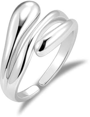 ALEXCRAFT Kvinnors silverguld, minimalistisk, justerbar, allergivänlig, stål, stapelbara ringar 14K guldpläterad, öppen tumring, parringar för dam, flicka, herr, Koppar