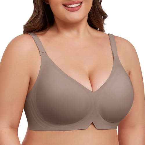 Niwicee Sujetadores sin Aros Mujer Talla Grande Sujetador sin Costuras con Relleno Bralette Suave Comodos Sujetadores Cobertura Completa Camiseta Sostenes Básico(Gris,XXL)