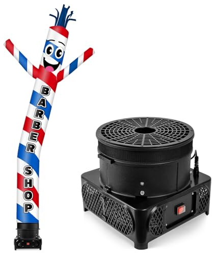 GOODENY 10FT Tall Barber Shop Inflatable Tube Man Wacky Wavy Dancing Guy with 3/4 HP Weather-Resistant Blower (12''Diameter) for Outdoor Decoration Advertising Business Promotion