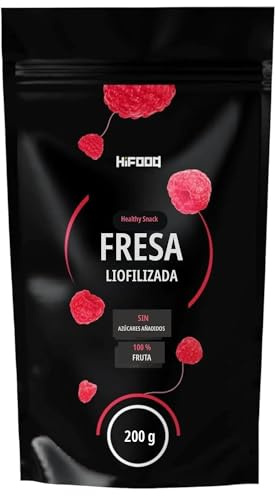 HiFood frambuesas liofilizadas en trozos 200 g. Frambuesas deshidratadas para smoothies, postres, muesli y productos de repostería, perfectas como decoración para tartas