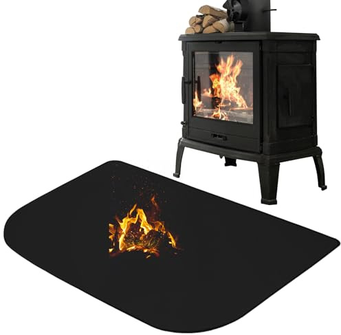 Base ignífuga de 106 × 61 cm, placa de protección contra chispas para estufa, estera ignífuga de fibra de vidrio y silicona, alfombrilla protectora de suelo resistente al calor para chimeneas y