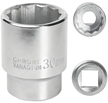 FortuneGlobe Stecknuss 30 mm, 3/4 Zoll, 12-kant, Stecknuss für Schlüssel 3/4 30 mm für Schlüssel CR-MO (Whtie)