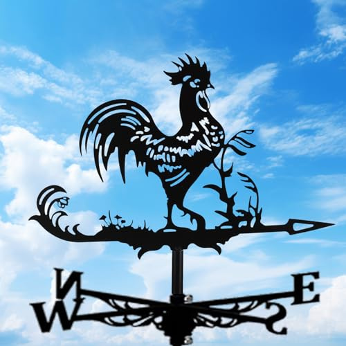 Metal Weather Vane - Durable Stainless Steel Weather Vane Metal Wind Spinners for Outdoor Decor, Weathervane with Easy Install for Gardens and Sheds, Garden Spinners, Garden Decor, Rooster