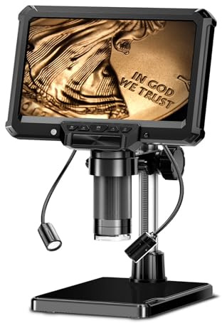 Weytoll 4,3-Digitalmikroskop, 1000-fache Vergrößerung, 1080p-HD-Auflösung, 10-MP-Kamera, LED-Beleuchtung, PC-Ansicht für Lötarbeiten, Münz-, Briefmarken- und Schmuckinspektion