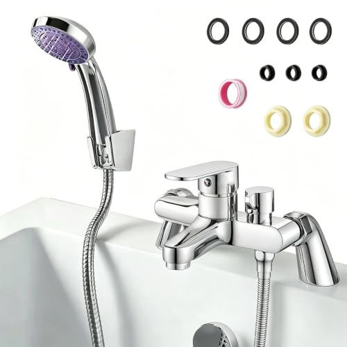 Bath Mixer Taps with Shower Attachment & Hose, Single Lever Bath Mixer | 3 Mode Handshower and 1.5m Shower Hose, Solid Brass Chrome for Pet Bath, Family Bathroom
