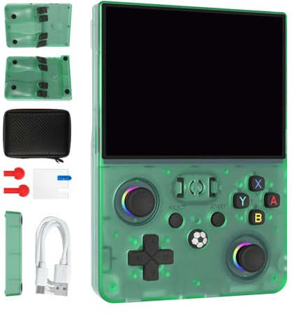 Handheld Spielkonsole 4,5 Zoll Retro Gaming Konsole 64GB USB (Klargrün)
