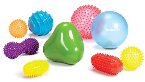 Edushape Sensorische Bälle für Babys, Verschiedene Babybälle, die helfen, die Grobmotorik zu verbessern, für Kinder ab 6 Monaten, Set mit 9 lebhaften, bunten und einzigartig strukturierten Bällen für