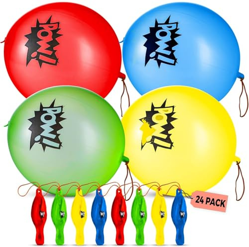 Superhelden Punch Ballons – 24er-Packung Punch Ballons XXL, Pow-Comic-Superhelden Luftballons für Karneval, Mitgebsel Kindergeburtstag, Mitbringsel Kindergeburtstag