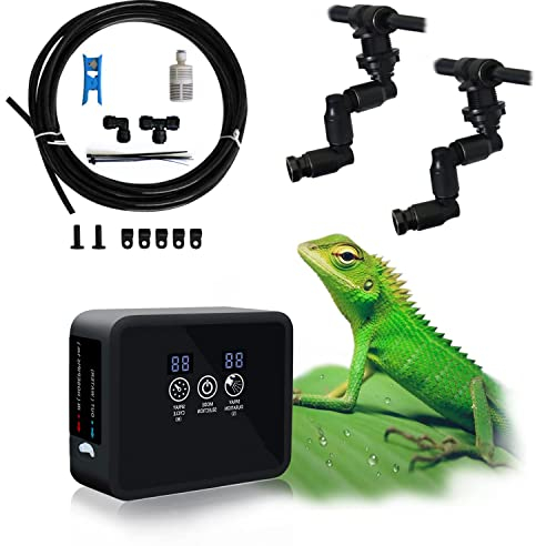 Intelligentes Reptilien Benebelungssystem mit Timer, Automatischer Vernebler mit 360° Sprühdüsen, Luftbefeuchter Terrarium für Chameleons, Amphibien, Reptilien, Indoor Pflanzen & Kräuter