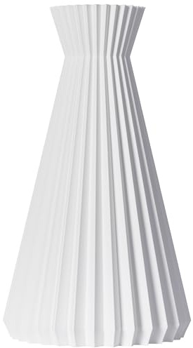 3D Vase Dekovase Sana XL 38cm Bodenvase Deko Vase Pampasgras Trockenblumen (Weiß)