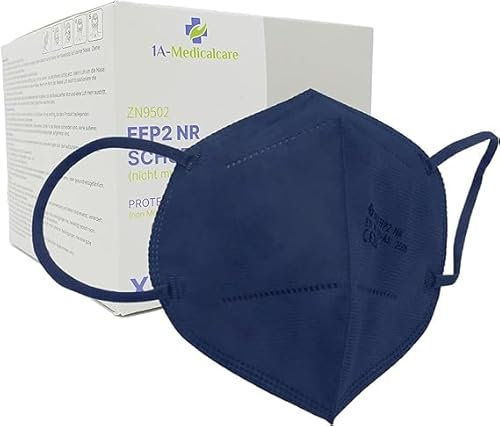 1A-Medicalcare 10x FFP2 Atemschutzmasken CE 2834 zertifiziert, Einzelverpackung in PE-Beuteln, 5-Lagen, inkl. Ohrentlastungsclips, atmungsaktiv & angenehmes Tragegefühl