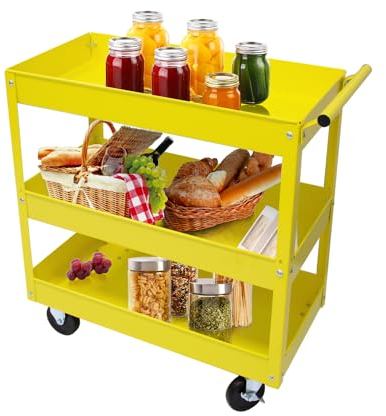 Kemutec Servicewagen, 76,2 cm, groß, Stahl, Gelb, 3 Ablagen, 180 kg