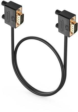PNGKNYOCN 90 Grad VGA Videokabel, 0.5M Rechtsbogen VGA Stecker zu Rechtsbogen VGA Stecker 1080P Hochauflösendes Kabel für Computer PC Monitor Laptop TV Projektor (0.5M)