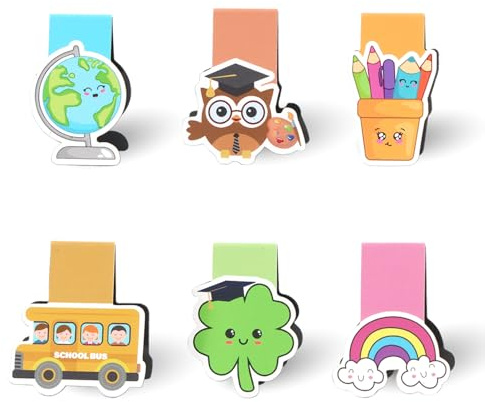 Lesezeichen Magnetisch Schulkind, 6 Stück Lesezeichen Kinder Einschulung, Magnetische Bookmark Set, Magnetlesezeichen Schulanfang Geschenke zur Einschulung für Jungen Mädchen Schule Buchliebhaber
