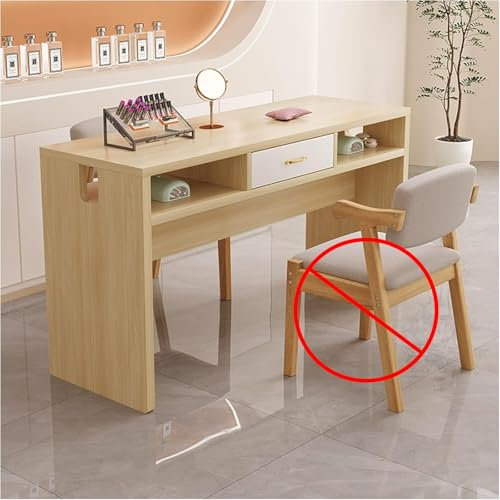 Fakednss Nageltisch Maniküretisch, Maniküre Tisch mit 3 Schubladen, Nageldesign Tisch manikürtisch für Techniker nagelstudio Tisch(Wood Color,39.4 inch)