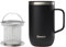 QWETCH - Taza Térmica con Asa e Infusor - Acero Inox Reciclado 470ml Negro - Taza Café y Té Isotérmica - 6h Caliente & 12h Fría - Tapa Antiderrames - Termo Infusiones para Llevar