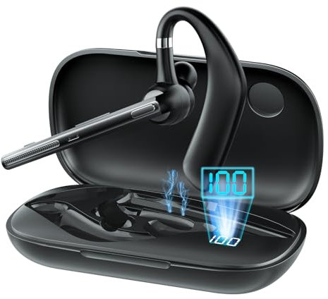 MANKIW Oreillette Bluetooth V5.3 avec Double Micro ENC, 12H de Conversation Mains Libres Claires, Compatible avec Android, iOS, Ordinateur Portable, pour Conduite, Bureau