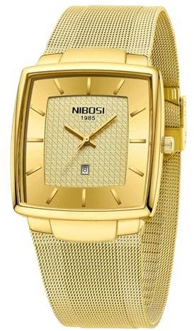 NIBOSI Herren Armbanduhr quadratisch Mesh Armband mit Datumskalender | 30M Wasserdicht luxuriös militärisch Klassische Business Quarz Uhren Herren