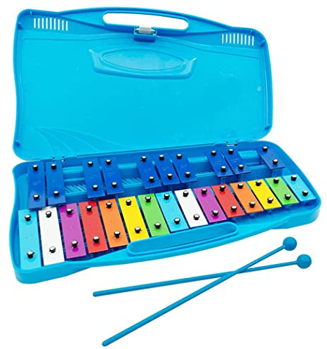 25-Noten-Xylophon mit Schlägeln, chromatisches Glockenspiel, Musik-Schlaginstrument, Blau