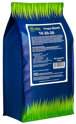 Supply Solutions | Power Bloom 10-20-20 Fertilizer | Bloom Booster Fertilizer for Flowers and Plants, High Phosphorus NPK Fertilizer for Vegetable Garden, Fruit Tree and Flower Fertilizer (10 Pounds)