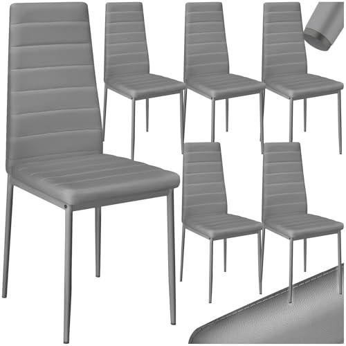 tectake Set di sedie per sala da pranzo 41x45x98,5cm - disponibile in diversi colori e quantità – (6x Grigio | No. 401851)