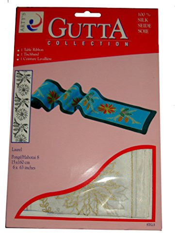 ARTY'S Gutta Collection Tischband - Weihnachten Motiv: Laurel - Pongé 08, ca. 15x160cm, rollierte Ränder (Gutta Gold)