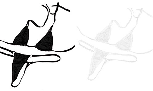 HNJZX Donna Costume da bagno micro bikini Sexy Donna sfoderata Bikini mini perizoma (（2pcs） black + white)