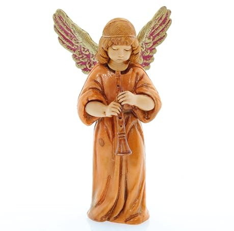 Moranduzzo Ange avec Flûte pour Crèche de 11 Cm Échelle 1:16 - Figurines de Crèche Indestructibles - Style 700', Peinture Finition à la Main, Produit Officiel, Fabriqué en Italie, Sculpteur M. Landi