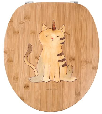 Mr. & Mrs. Panda Motiv WC Sitz Einhorn Katze - Geschenk, Regenbogen, Einhornkatze, Toilette, WC-Sitz, Klobrille, Einhörner, Kittyhorn,