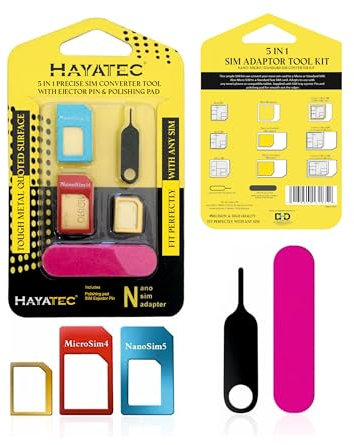 Sim Card Adapter With sim Ejector Pin tool Set - Universal 5 in 1 Full Metal SIM Converter kit, Nano sim to Micro, Micro to nano sim adpter, Standard to nano Sim Converter for iPhone, Samsung