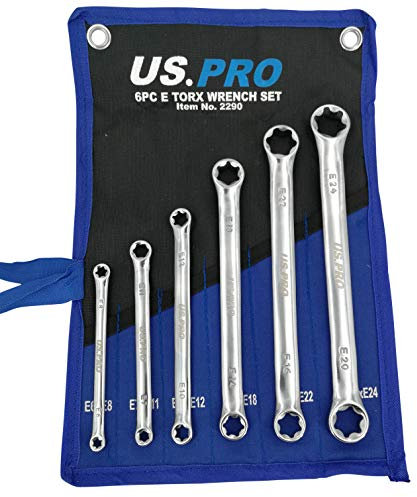 Set di chiavi a doppio anello E6-E24, 6 pezzi, profilo E per viti Torx esterne