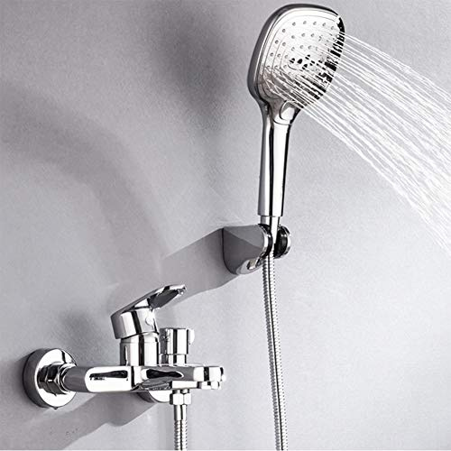 Rubinetto Vasca Bagno, Miscelatore Monocomando Esterno Per Vasca/doccia, Con Doccetta & Tubo Flessibile 1.5M & Supporto, Ottone Moderno, Supporto a Parete Per Vasca, Cromate