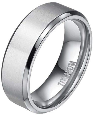 Zakk Damen Herren Ringe Titan Silber Matt Gebürstet Verlobungsring Partnerring Eheringe Trauringe 4mm 6mm 8mm 10 mm Breit (8mm,66 (21.0))