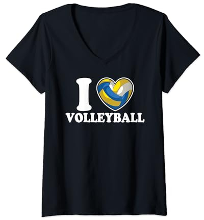 Damen Volleyball Herz Beachvolleyball Trikot Herren Damen Kinder T-Shirt mit V-Ausschnitt