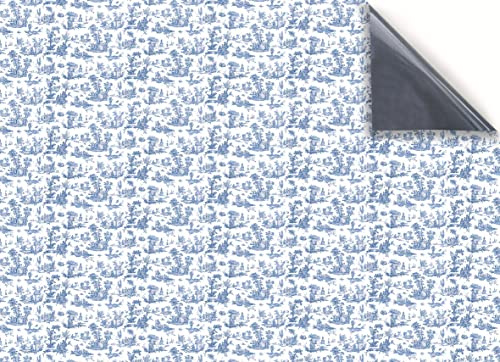 Stick & Go Repositionable Self Adhesive Dolls House Wallpaper 1:12 Scale (1 Sheet) - Toile Blue Wallpaper - No. 149