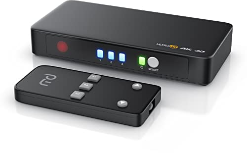 CSL - HDMI Switch 4k mit Fernbedienung - 3 in 1 Out - 3 Port Ultra HD Umschalter - automatische Umschaltung - 3D Ready Ultra HD UHD 2160p - 36-Bit Deep Color - HDCP