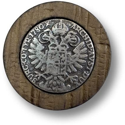 Knopfparadies - 4er Set authentische Trachtenknöpfe mit Österreichischer Münze Maria Theresia Taler. Ø: ca. 25mm!