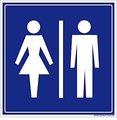 Signalétique.biz France - Panneau d' Information avec signalétique Toilettes, WC homme-femme - Adhésif - dimensions : 350x350 mm