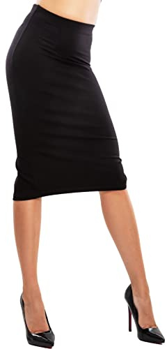 Toocool Gonna Donna Lunga Longuette Aderente Vita Alta Elegante Spacco VI-1938 [XXL,Nero]