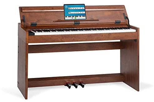 McGrey DP-18 WN E-Piano - 88 gewichtete Tasten mit Hammermechanik und Anschlagdynamik - 128 Klänge - Dual- und Split-Funktion - integrierte Tastaturabdeckung - 3 Pedale - Nussbaum matt