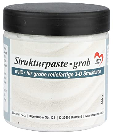 Ideen mit Herz Strukturpaste für reliefartige 3-D Strukturen auf verschiedenen Untergründen | weiß | 400 g (grob)