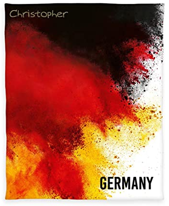 Herding Kuscheldecke für Kinder, Decke mit Deutschland-Motiv, Personalisiert mit Namen (Bestickt), 130 x 160 cm, 100% Polyester
