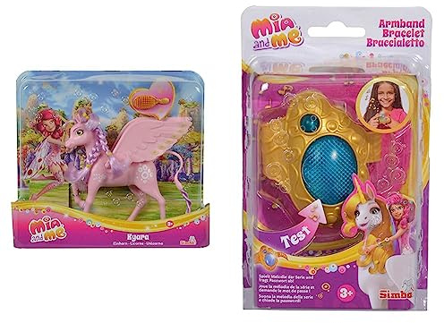 Simba 109480092 - Mia and Me Einhorn Kyara, mit beweglichen Flügeln & 109480101 - Mia und Me Armband, magisches Einhorn-Armband zur Serie