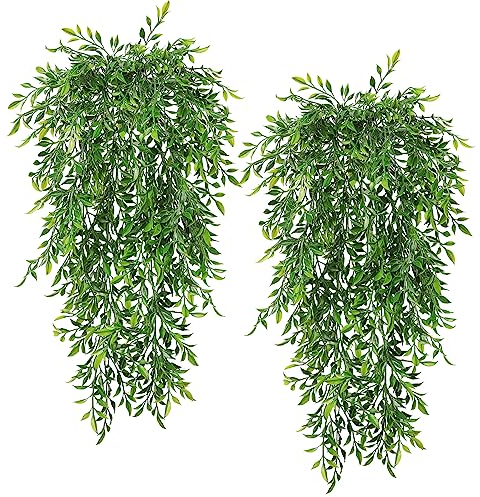 UXORSN 4 Piezas Plantas Artificiales Colgantes Hoja de Bambú 63cm Enredadera Falsas de Plástico Decorativas Planta Artificial Colgante para Exterior Interior Pared Boda Jardin Terraza Decoración