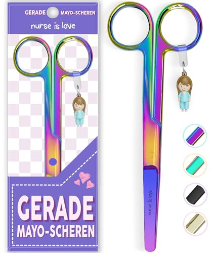 Nurse is Love Mayo Schere, Verbandsschere Pflege, Verbandschere Krankenschwester Schere aus Edelstahl scharf, abgerundete Spitze | für rettungsschere | Trauma schere mit bunt Designs |