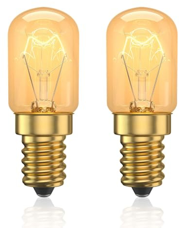 Luxvista Backofenlampe, Backofenlampe T22 E14 Warmweiß 2700K, Backofenlampe 300℃, für Himalaya-Salz-Lampen, Kühlschränke, Mikrowelle, Küche Haube (2 Stück)