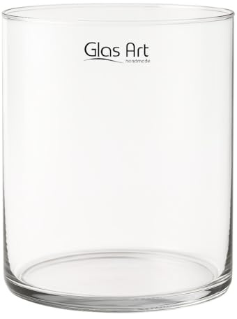 Glasvase Dekovase Klarglas Zylinder Deko-Glasbehälter Glas-Gefäß 15cm/20cm hoch Wohnzimmer (15x15 cm)