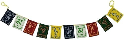 RSGM - Bandera tibetana para coche, bicicleta, hogar, pared, decoración de Om Mani Padme Hum, 2 unidades